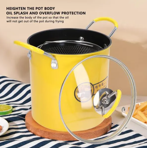 2L Stainless Steel Deep Fryer Pot with Basket – Oil Filter Design for Fries, Chicken, Shrimp & Snacks